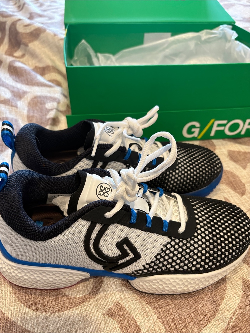 G/FORE  PICKLEBALL Black & White Athletic Sneakers NEW with Blue Accents